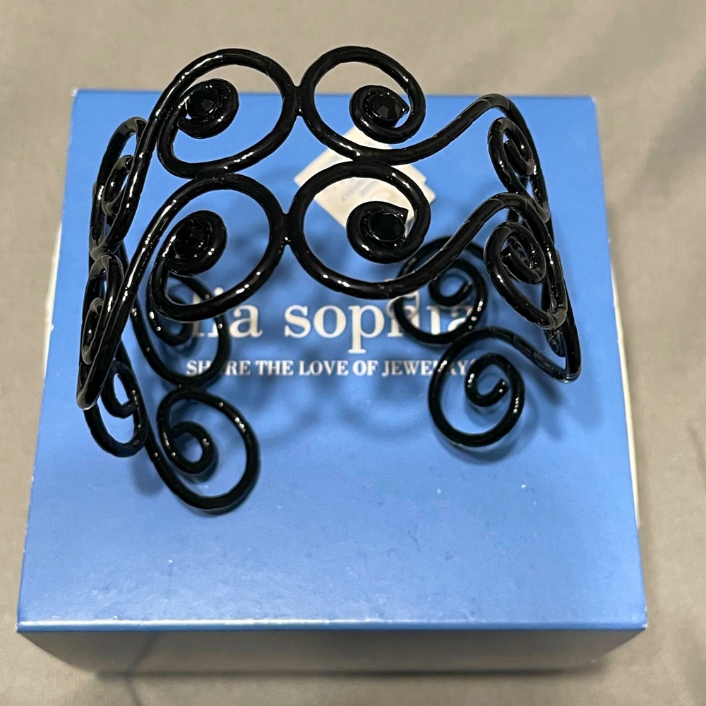 NWT Lia Sophia black cuff bracelet